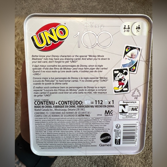 UNO Disney 100 Card Game Anniversary Collectible w/ Storage Travel Tin. NIB. - Picture 6 of 7